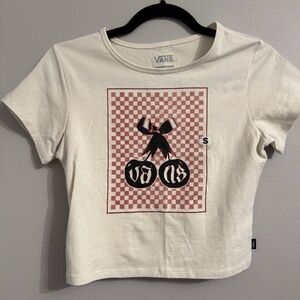 NWT Vans Cream Cherry Cropped T-Shirt size S